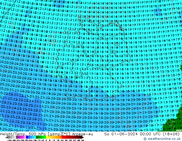 Yükseklik/Sıc. 500 hPa Arpege-eu Cts 01.06.2024 00 UTC