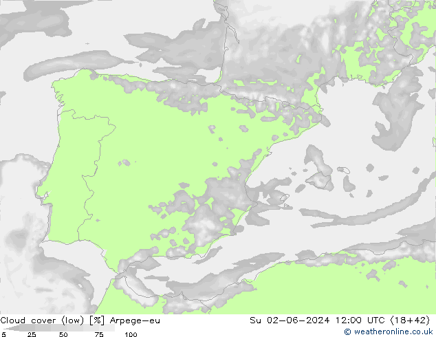 Nubes bajas Arpege-eu dom 02.06.2024 12 UTC