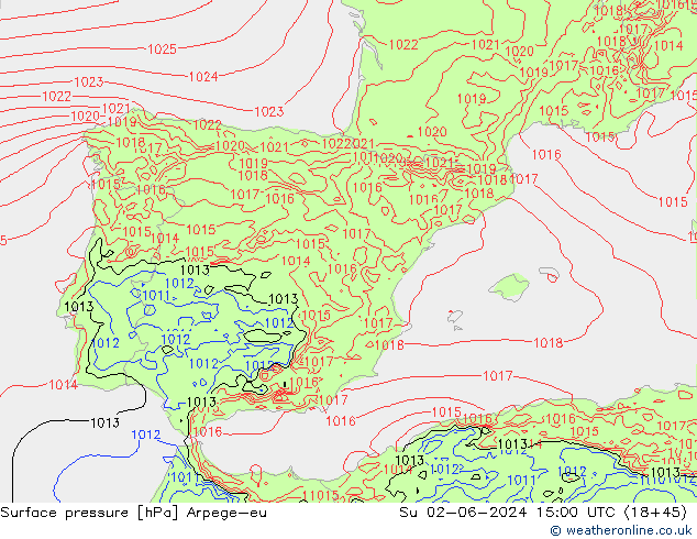 Yer basıncı Arpege-eu Paz 02.06.2024 15 UTC