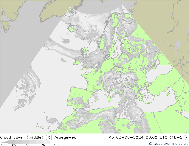 Wolken (mittel) Arpege-eu Mo 03.06.2024 00 UTC