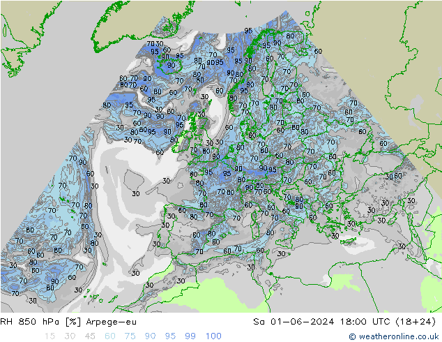 850 hPa Nispi Nem Arpege-eu Cts 01.06.2024 18 UTC