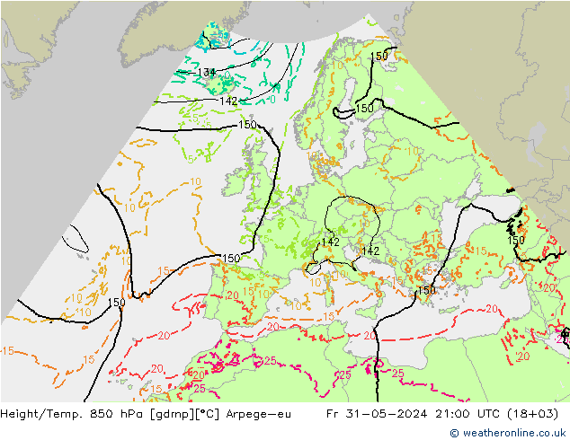 Height/Temp. 850 hPa Arpege-eu Fr 31.05.2024 21 UTC