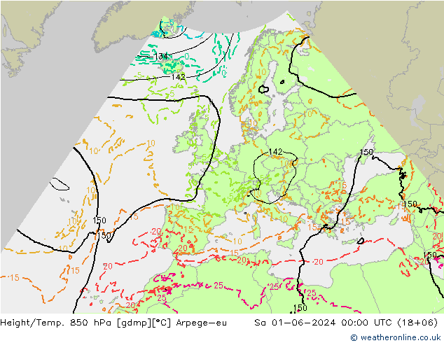 Hoogte/Temp. 850 hPa Arpege-eu za 01.06.2024 00 UTC