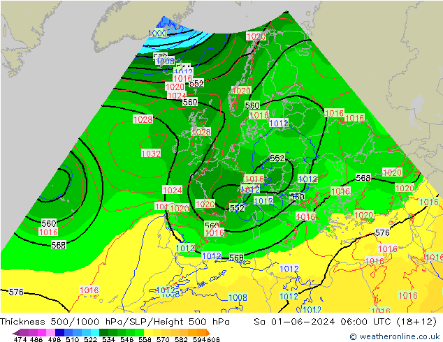 Thck 500-1000hPa Arpege-eu Sa 01.06.2024 06 UTC