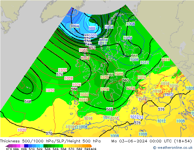 Thck 500-1000hPa Arpege-eu pon. 03.06.2024 00 UTC