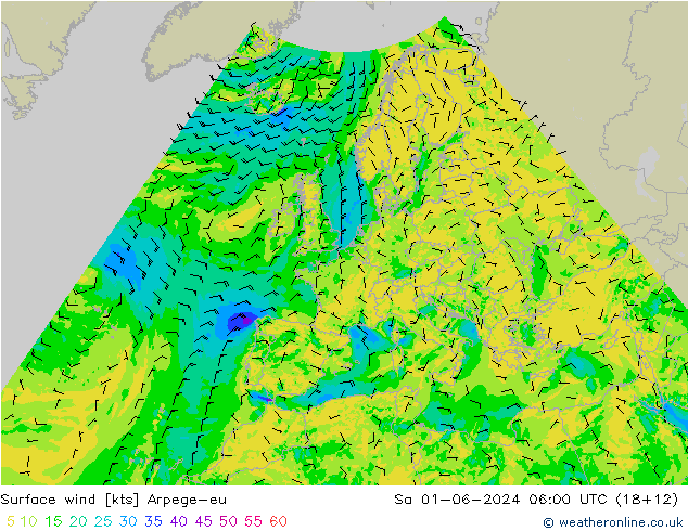 Bodenwind Arpege-eu Sa 01.06.2024 06 UTC