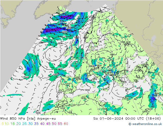Wind 850 hPa Arpege-eu Sa 01.06.2024 00 UTC