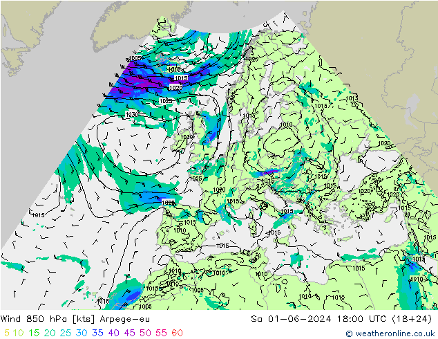 风 850 hPa Arpege-eu 星期六 01.06.2024 18 UTC