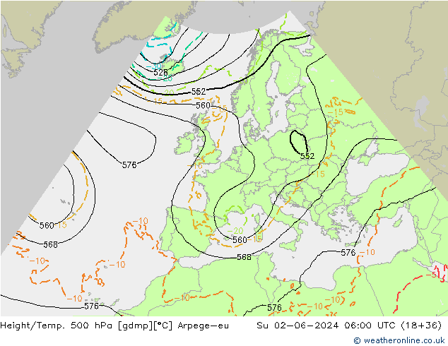 Géop./Temp. 500 hPa Arpege-eu dim 02.06.2024 06 UTC