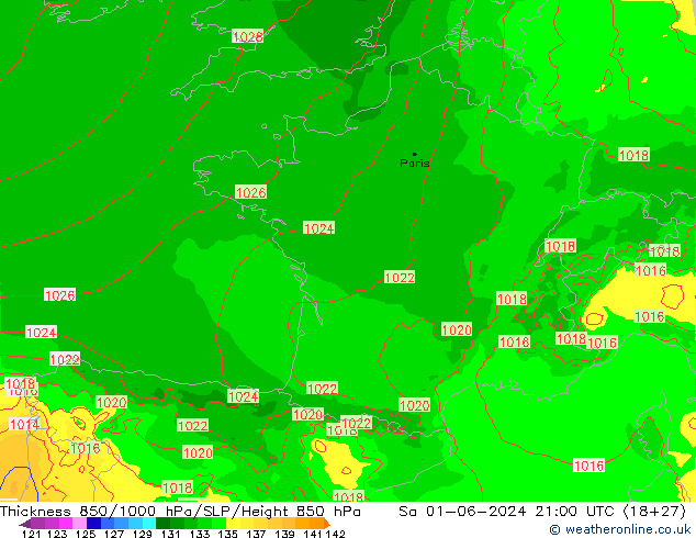 Thck 850-1000 hPa Arpege-eu sam 01.06.2024 21 UTC