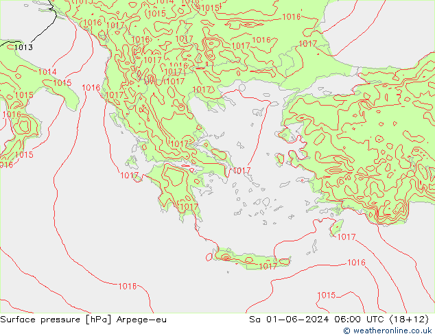 Yer basıncı Arpege-eu Cts 01.06.2024 06 UTC