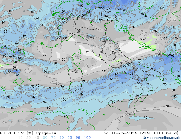 RV 700 hPa Arpege-eu za 01.06.2024 12 UTC