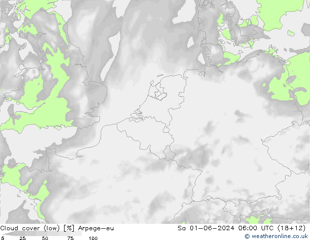 zachmurzenie (niskie) Arpege-eu so. 01.06.2024 06 UTC