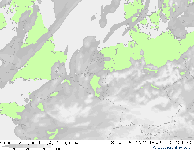 Bewolking (Middelb.) Arpege-eu za 01.06.2024 18 UTC
