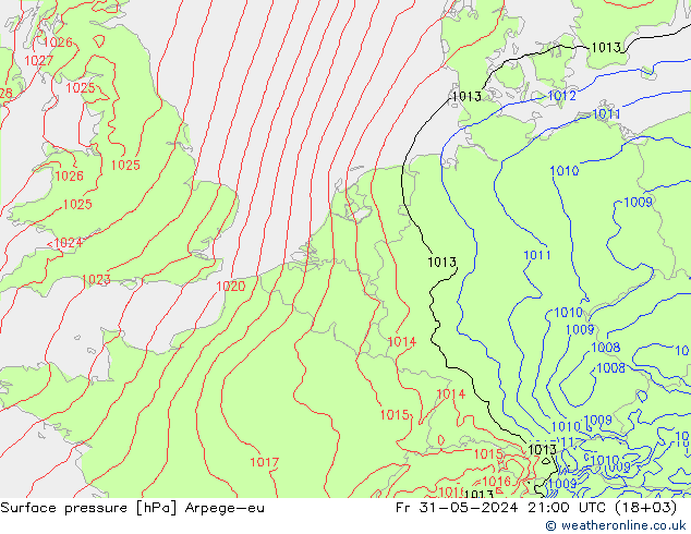 Bodendruck Arpege-eu Fr 31.05.2024 21 UTC