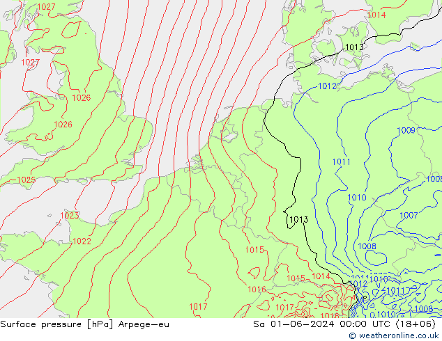 Luchtdruk (Grond) Arpege-eu za 01.06.2024 00 UTC