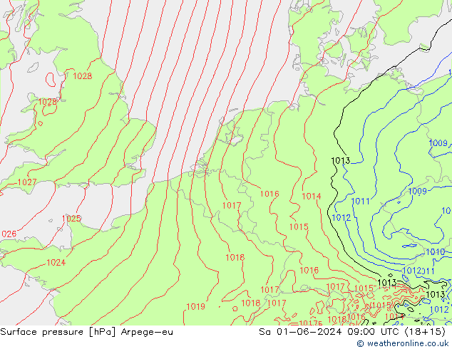Surface pressure Arpege-eu Sa 01.06.2024 09 UTC
