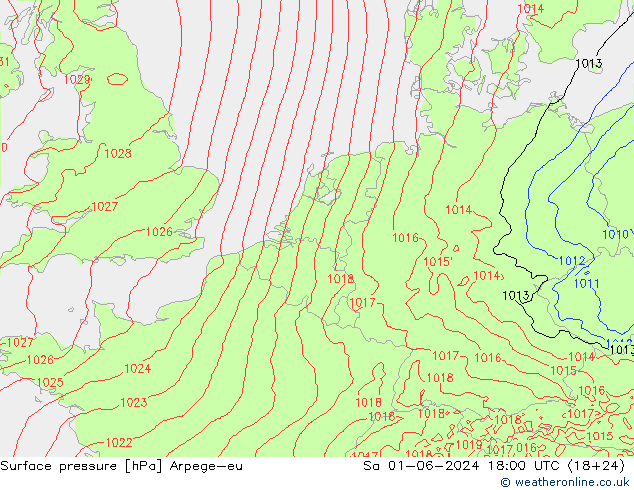 Bodendruck Arpege-eu Sa 01.06.2024 18 UTC