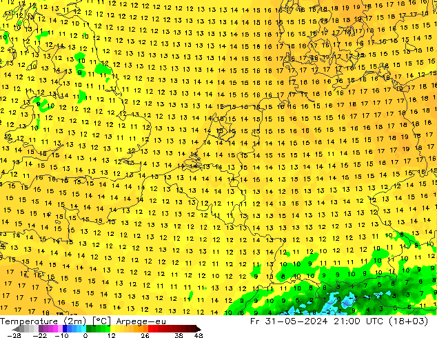 Temperature (2m) Arpege-eu Fr 31.05.2024 21 UTC