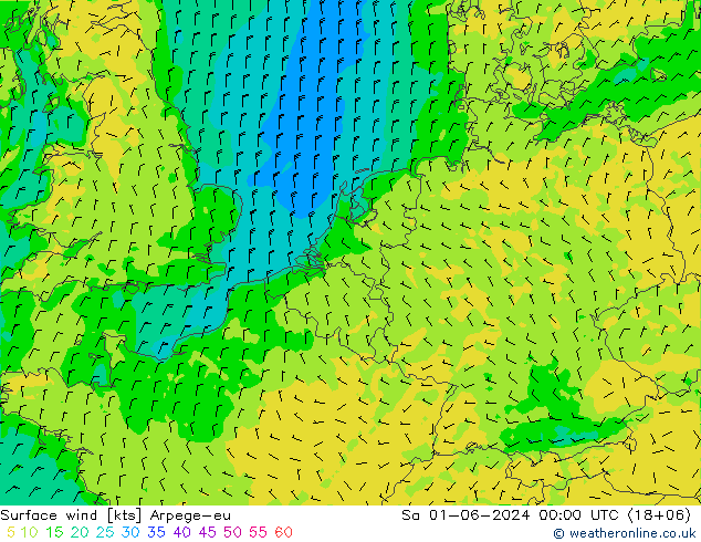 风 10 米 Arpege-eu 星期六 01.06.2024 00 UTC
