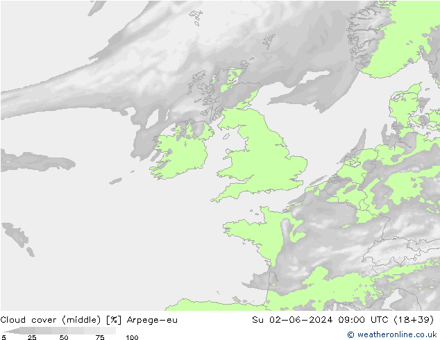oblačnosti uprostřed Arpege-eu Ne 02.06.2024 09 UTC