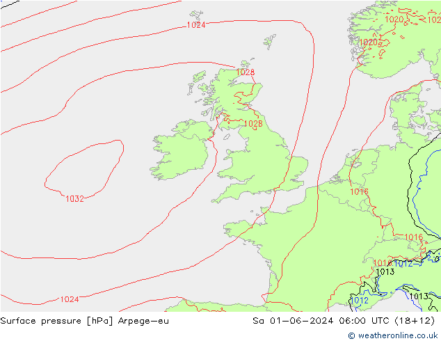 Yer basıncı Arpege-eu Cts 01.06.2024 06 UTC