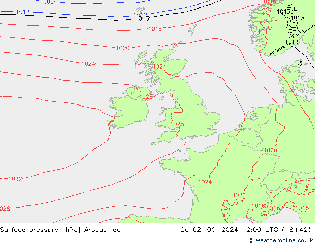 pression de l'air Arpege-eu dim 02.06.2024 12 UTC