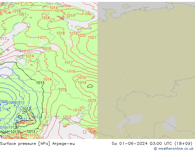 Presión superficial Arpege-eu sáb 01.06.2024 03 UTC