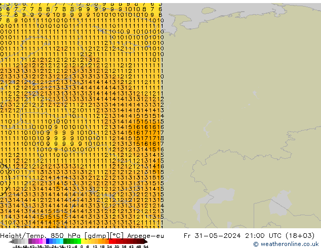 Height/Temp. 850 hPa Arpege-eu  31.05.2024 21 UTC