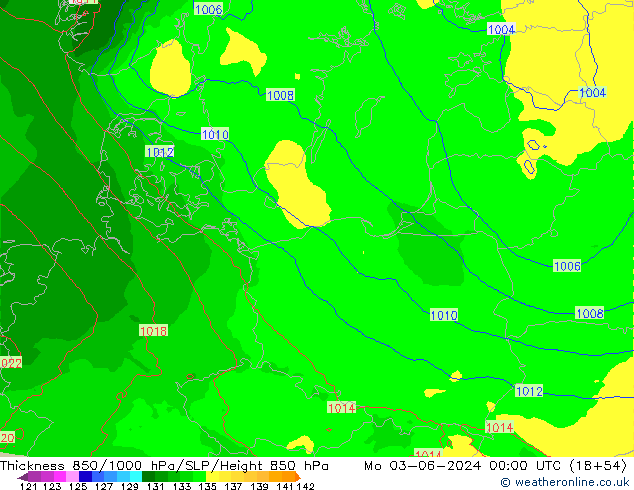 Thck 850-1000 hPa Arpege-eu  03.06.2024 00 UTC