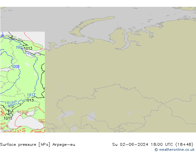 Surface pressure Arpege-eu Su 02.06.2024 18 UTC