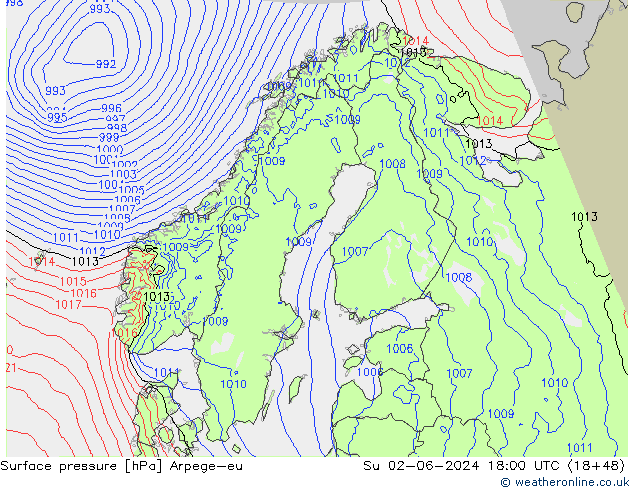 Yer basıncı Arpege-eu Paz 02.06.2024 18 UTC