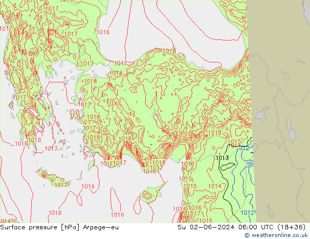 приземное давление Arpege-eu Вс 02.06.2024 06 UTC