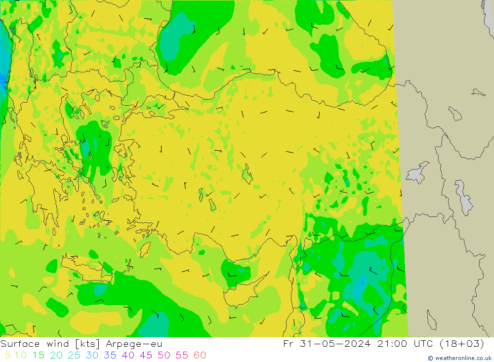 Surface wind Arpege-eu Fr 31.05.2024 21 UTC