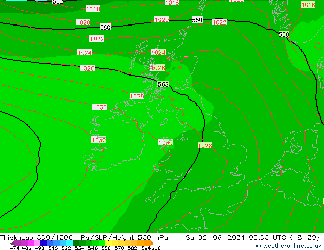 Thck 500-1000hPa Arpege-eu Dom 02.06.2024 09 UTC