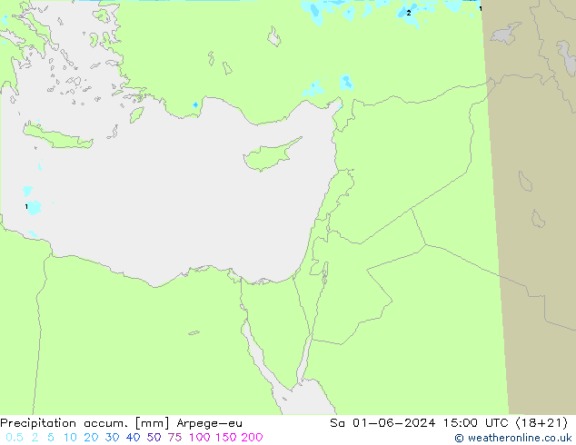 Precipitation accum. Arpege-eu Sa 01.06.2024 15 UTC