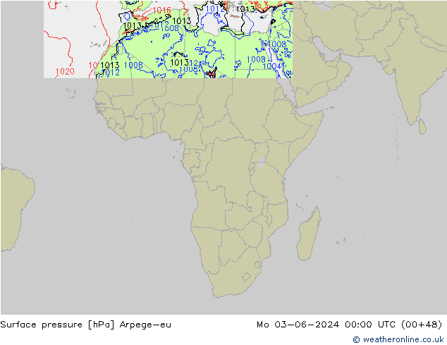 Atmosférický tlak Arpege-eu Po 03.06.2024 00 UTC