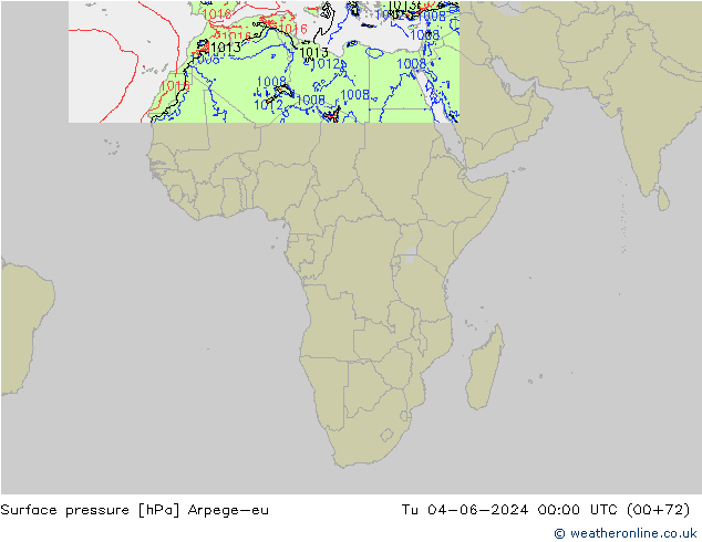 Atmosférický tlak Arpege-eu Út 04.06.2024 00 UTC