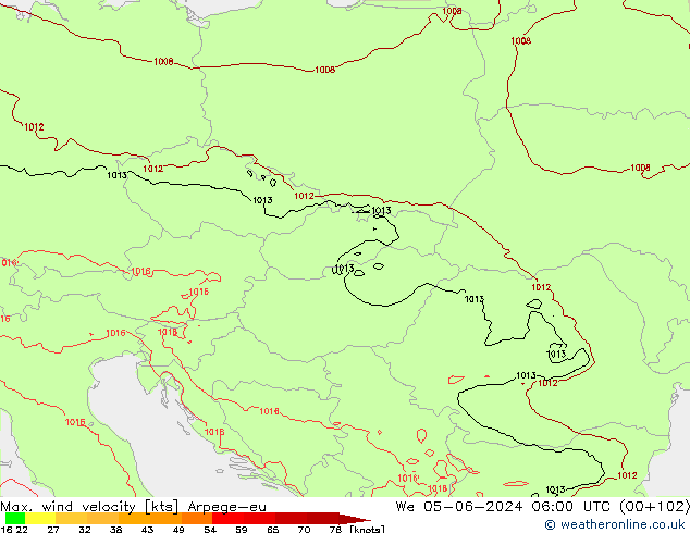 Windböen Arpege-eu Mi 05.06.2024 06 UTC