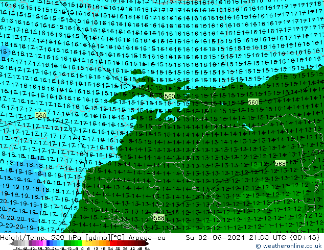 Height/Temp. 500 hPa Arpege-eu Ne 02.06.2024 21 UTC