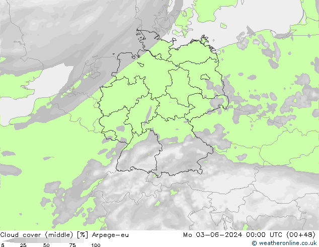 nuvens (médio) Arpege-eu Seg 03.06.2024 00 UTC