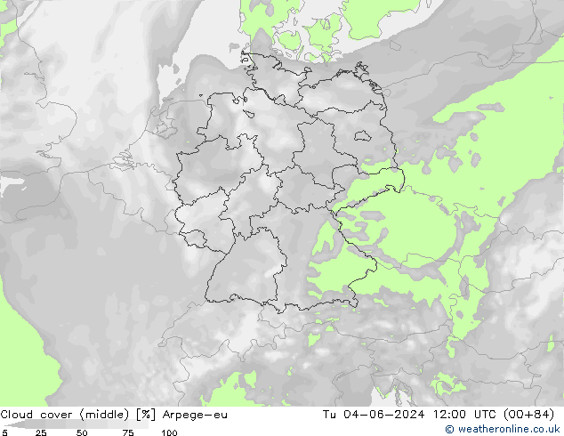 Wolken (mittel) Arpege-eu Di 04.06.2024 12 UTC