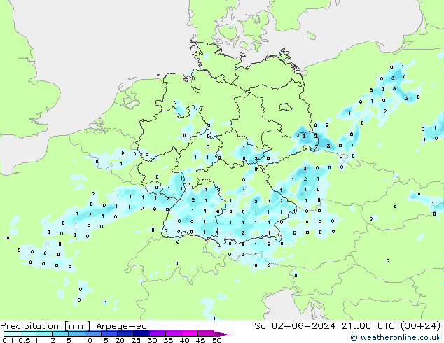 Precipitation Arpege-eu Su 02.06.2024 00 UTC