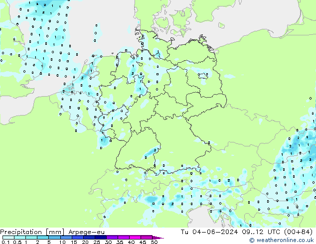 precipitação Arpege-eu Ter 04.06.2024 12 UTC