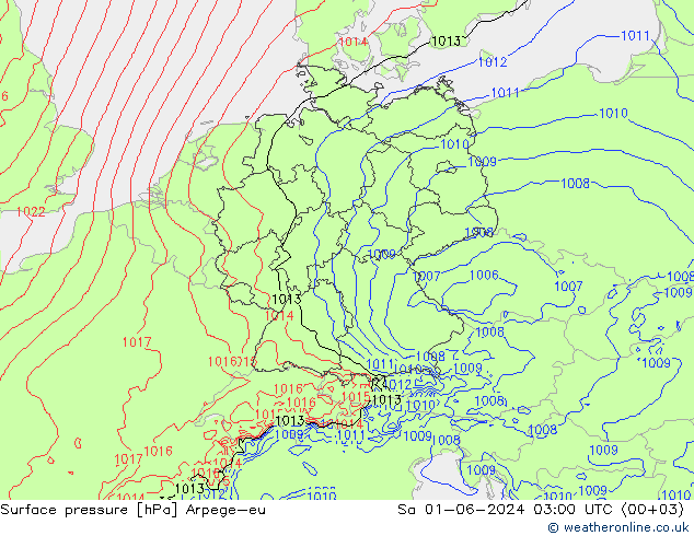 Yer basıncı Arpege-eu Cts 01.06.2024 03 UTC