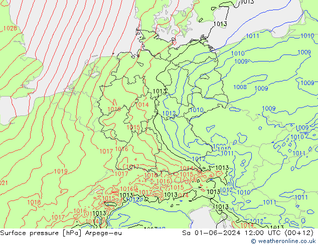 Surface pressure Arpege-eu Sa 01.06.2024 12 UTC