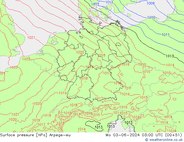 Bodendruck Arpege-eu Mo 03.06.2024 03 UTC