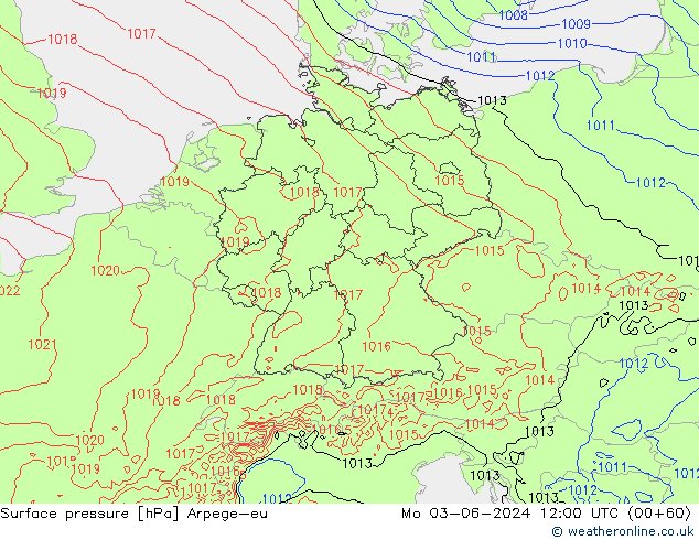 Yer basıncı Arpege-eu Pzt 03.06.2024 12 UTC