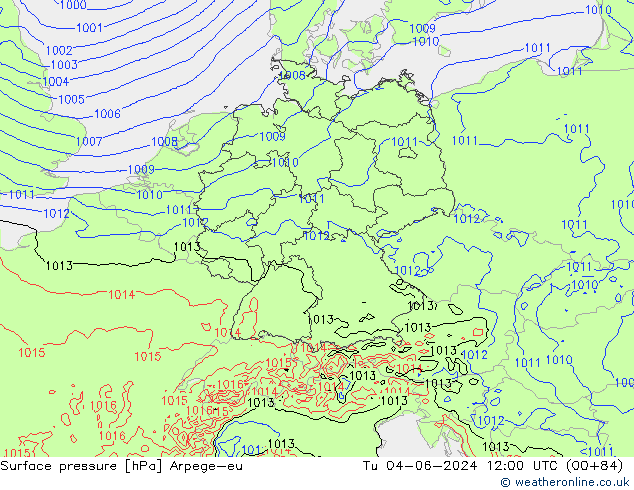 приземное давление Arpege-eu вт 04.06.2024 12 UTC