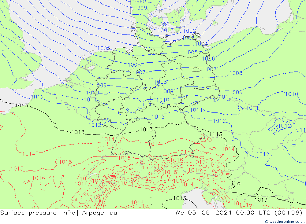 приземное давление Arpege-eu ср 05.06.2024 00 UTC